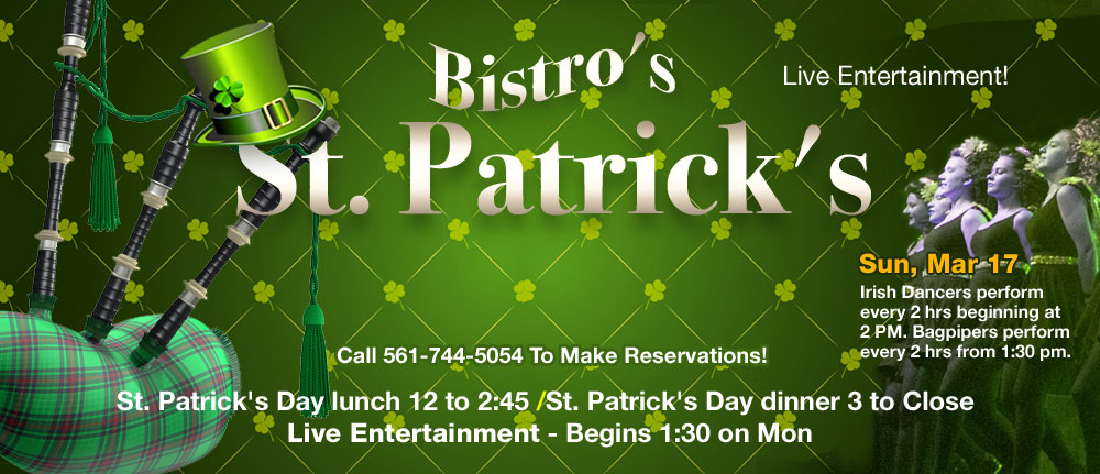 St. Patrick's Day Irish Dancers and Bagpipers at Bistro retaurant