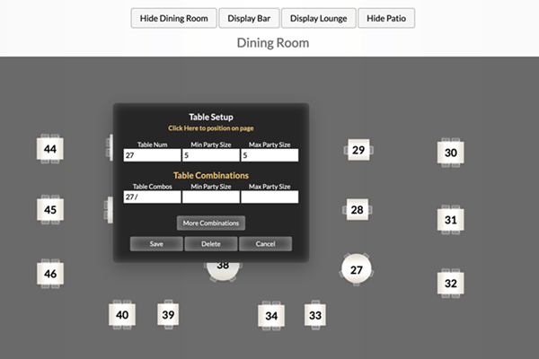 PBC Booking Suite restaurant table and dining room management system